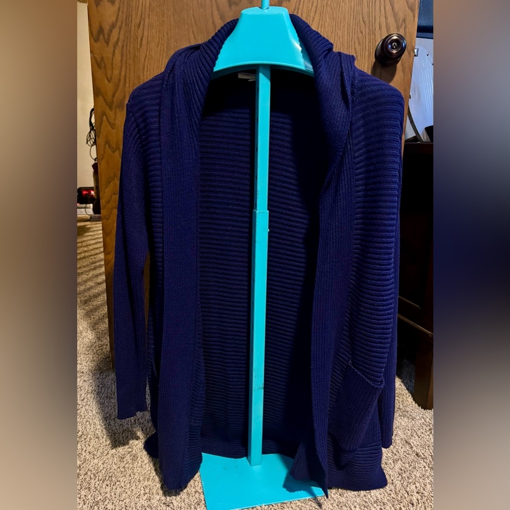 💜 BOGO Ladies Honey Punch Open Front Sweater - Blue - Size L